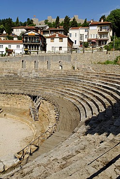 Ancient theatre in Ohrid on Lake Ohrid, UNESCO World Heritage Site, Macedonia, FYROM, Former Yugoslav Republic of Macedonia, Europe