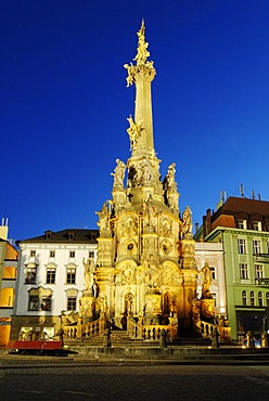 Olomouc city centre with the Holy Trinity Column, a UNESCO World Heritage Site, and Town Hall, Olomouc, North Moravia, Czech Republic, Europe