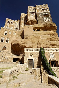 Dar al Hadschar, historic palace of Iman Yachya in Wadi Darr, Dhar, Yemen, Arabia, Arab peninsula, the Middle East