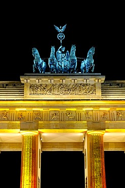 Brandenburger Gate with Quadriga at night Berlin Germany