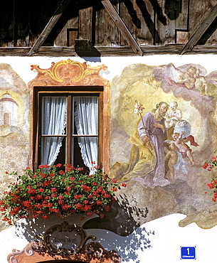 Painted facade, Oberammergau, Upper Bavaria, Bavaria, Germany, Europe