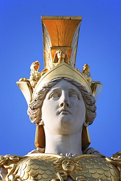 Head of the Athena's statue in front of the parliament in Vienna, Austria