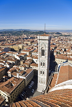 Giottos bell tower with the Santa Maria del Fiore Florence Tuscany Italy