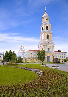 Bell tower, Trinity church with convent gardens, Diveyevo, Russia