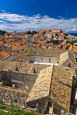 View over historic centre of Dubrovnik, UNESCO World Heritage Site, Ragusa, Dubrovnik-Neretva, Dalmatia, Croatia, Europe