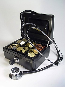 Cash box with stethoscope