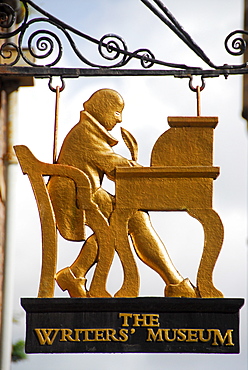 Sign in front of the Writers Museum, Edinburgh, Scotland