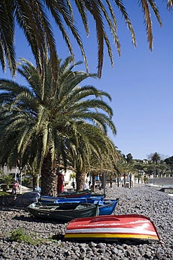 Fishing boats on the beach, Santa Cruz, Madeira, Portuga