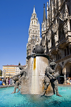 Fisch fountain on the Marienplatz Square, Munich, Upper Bavaria, Germany, Europe, PublicGround