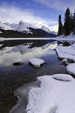 Maligne Lake in December, Jasper National Park, Alberta, Canada