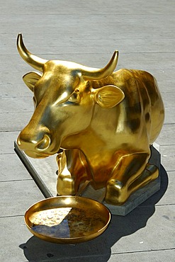 Golden calf, CowParade, Geneva, Switzerland