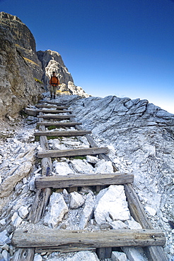 Hiking path in the Bacherntal, Sextenan Dolomites, South Tyrol, Italy