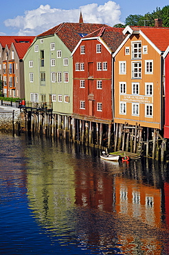 Wooden houses in the historic city centre of Trondheim, Central Norway, Norway, Scandinavia, Europe