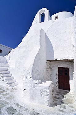 The church of Panagia Parapotiani in the historic district of Mykonos Island, Cyclades, Greece, Europe