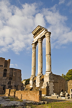 Columns, Temple of Castor and Pollux, Forum Romanum, Rome, Italy, Europe