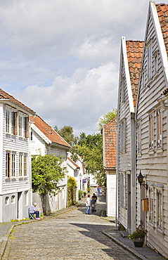 Beautiful old wooden houses in Old Stavanger, the historic centre of Stavanger (European Capital of Culture 2008), Norway, Europe