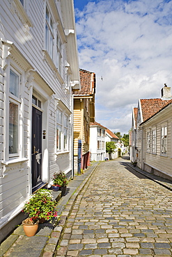 Beautiful old wooden houses in Old Stavanger, the historic centre of Stavanger (European Capital of Culture 2008), Norway, Europe