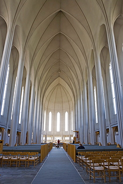 Interior, Hallgrimskirkja (Hallgrimur's Church), Reykjavik, Iceland, Atlantic Ocean