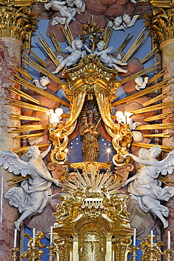 Image of the Virgin Mary at the Baroque pilgrimage church in Hafnerberg, Triesingtal (Triesing Valley), Lower Austria, Austria, Europe