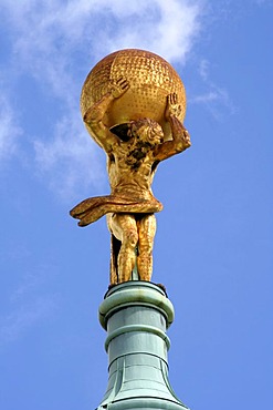 Atlas sculpture on the old town hall, Potsdam, Brandenburg, Germany