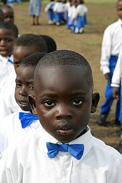 Kindergarten boys wearing uniforms, Cameroon, Africa