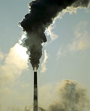 Factory smoke stack, pollution