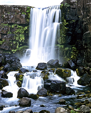 Oexarafoss Waterfalls, Oexara Fluss, Thingvellier, Hvalfjoerour, Iceland