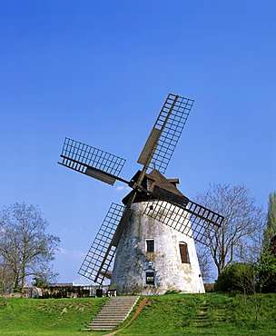 Windmill in Podersdorf am See, Burgenland, Austria, Europe