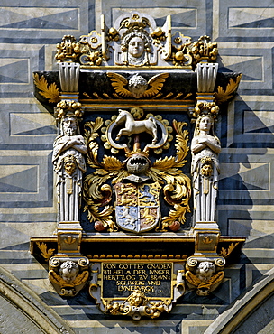 City coat-of-arms at City Hall in Celle, Lower Saxony, Germany, Europe