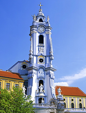 Stiftskirche Duernstein (Baroque monastery), Danube, Wachau, Lower Austria, Austria, Europe