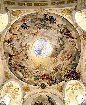 Karlskirche Church near Volders, dome, ceiling fresco, Innsbruck-Land, Inn valley, Tyrol, Austria