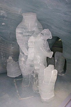 Ice sculpture of ice bears in the Ice Palace, Jungfraujoch, Bernese Oberland, Switzerland