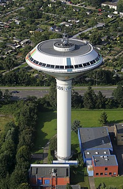 Water tower, Leverkusen power supply EVL, Leverkusen-Buerrig, North Rhine-Westphalia, Germany