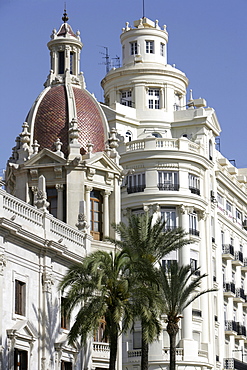 ESP, Spain, Valencia : Plaza Ayuntamiento, Avenida Marques De Sotelo, central city hall square