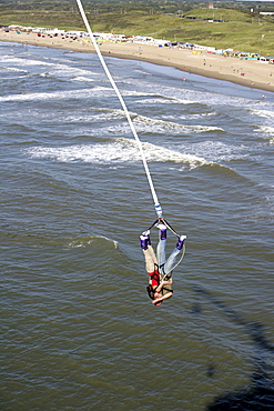 Bungee Jumping from the pier over the North Sea, Scheveningen, The Hague, The Netherlands, Europe