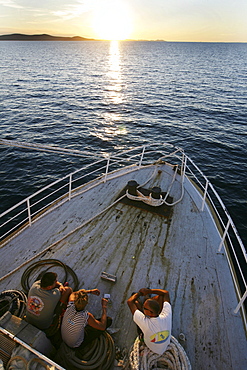 Sardine fishing boat "Jastreb, " based in Kali on Ugljan Island, en route to a fishing site off of Pag Island in the Adriatic, Croatia