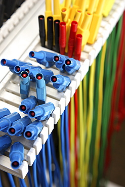 Cables in various colours for connecting electric circuits