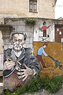 Political mural, Orgosolo, Sardinia, Italy, Europe