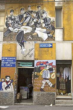 Political mural, Orgosolo, Sardinia, Italy, Europe