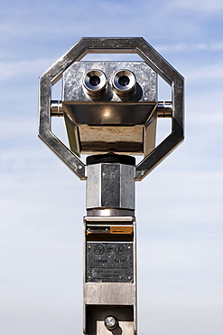 Modern coin telescope, observation terrace, airport Duesseldorf, NRW, Germany