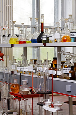 Chemical laboratory at the disused ironworks Henrichshuette, industrial museum, Hattingen, NRW, Germany