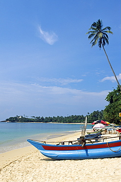 Fishing boat on the beach, Unawatuna, Sri Lanka, South Asia