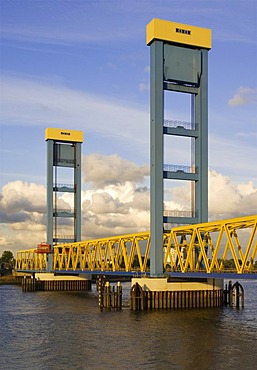 Kattwyk Bridge at river Suederelbe in Hamburg, Germany