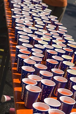 Paper cups ready for marathon runner