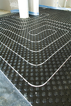 Construction of a hospital, laying an underfloor heating, Gelsenkirchen, North Rhine-Westphalia, Germany