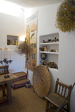 Sitting room to entertain guests in the summer house of surrealist painter Salvador Dali and his wife Gala in Port Lligat, Girona Province, Spain