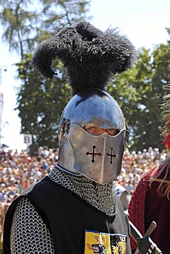 Knight in mediaeval medieval costume, knight festival Kaltenberger Ritterspiele, Kaltenberg, Upper Bavaria, Germany