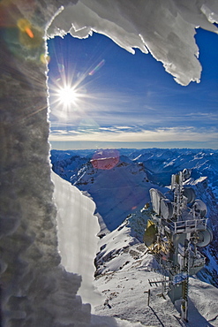 Mountain landscape, icy temperatures on Mt. Zugspitze, Alps, Germany, Europe