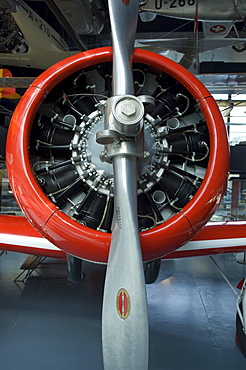 Motor of an old airplane in the Verkehrshaus der Schweiz, Lucerne, Canton Lucerne, Switzerland