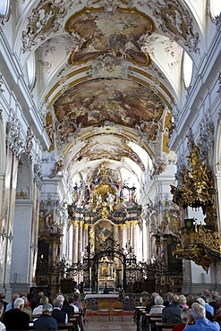 Baronial church, interior view, Amorbach, Hesse, Germany